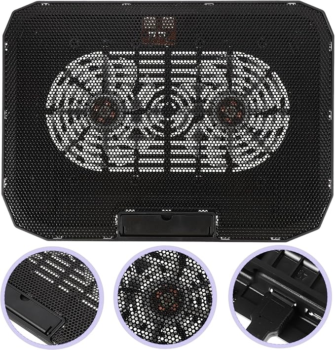 DOITOOL Laptop Cooling Pad Silent Cooling Fan Stand with Enlarged Base for Heat Dissipation Black Desktop Laptop Rack Suitable for Office and Home Use