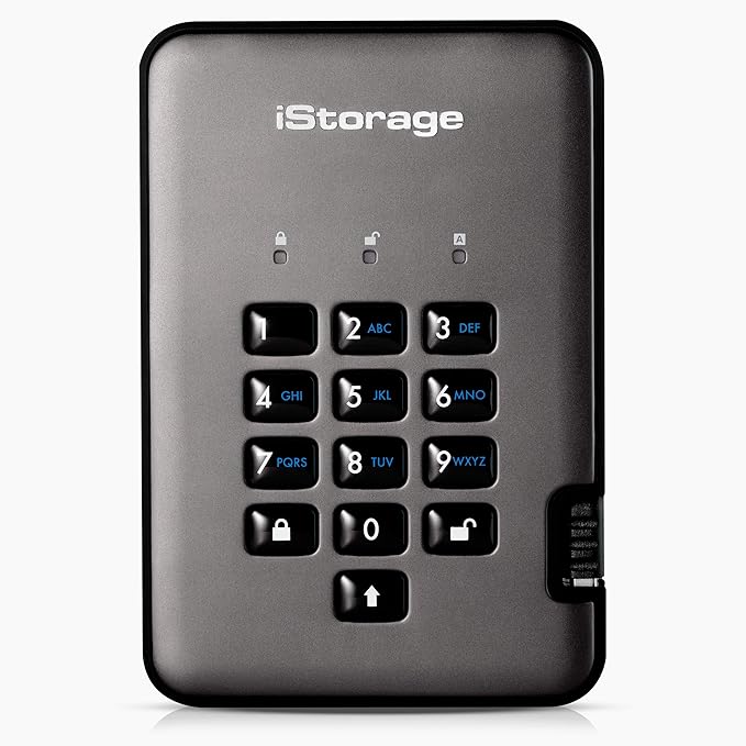 iStorage diskAshur PRO2 HDD 4TB | Secure Portable Hard Drive | FIPS Level 3 Certified | Password Protected | Dust/Water-Resistant | Hardware encryption