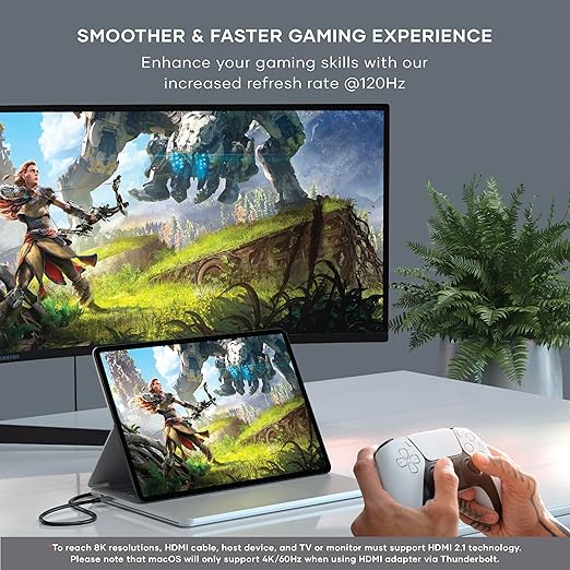 Satechi USB C to HDMI 2.1 8K Cable with 8K @ 60Hz and 4K @ 120Hz Type C to HDMI Cable Thunderbolt 3/4 Compatible for MacBook Air/Pro M5/M4 iPad Air/Pro M5/M4 iPhone 17 and More (6.5 ft/2m)