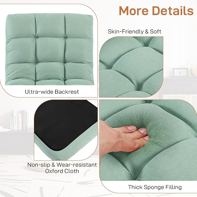 Floor Chair with Back Support Folding Chair with 6 Adjustable Position Padded Sleeper Bed Floor Gaming Chair Meditation Chair for Adults