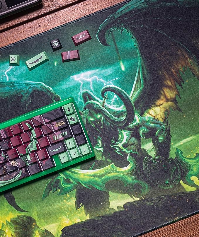 World of Warcraft Illidan Gaming Mouse Pad Computer Mouse Mat Flat Stitched Edge Non-Slip Rubber Base Gamers &amp Office Use 35 x 16 - Officially Licensed