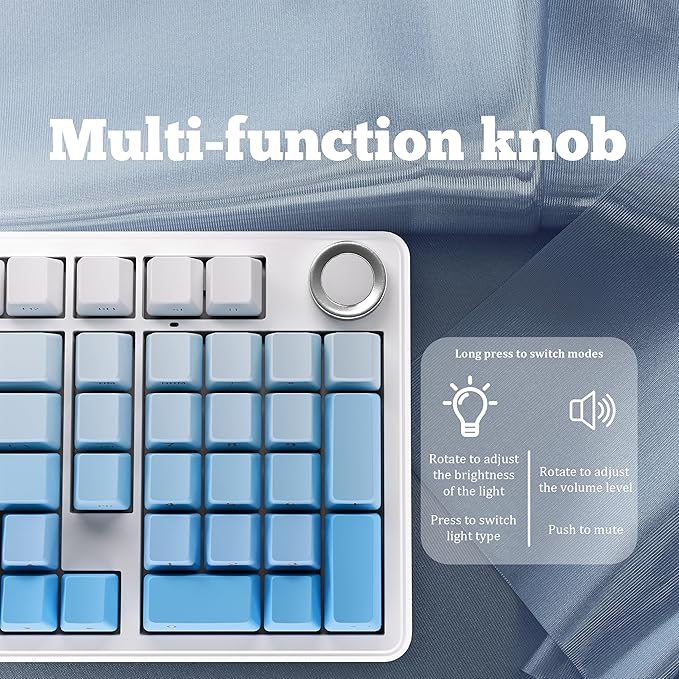 x Aula F99 Pro 99% Mechanical Gaming Keyboard – Wireless Bluetooth 2.4Ghz RF USB-C Wired Keyboard with RGB Backlit Hot-Swappable Pre-lubed Linear Switches PBT Keycaps Numpad Volume Knob