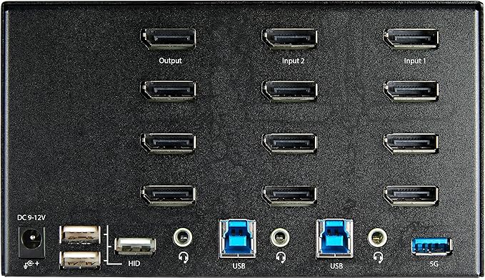 StarTech.com 2 Port Quad Monitor DisplayPort KVM Switch - 4K 60Hz UHD HDR - Desktop 4K DP 1.2 KVM with 2 Port USB 3.0 Hub (5Gbps) &amp 4X USB 2.0 HID Ports Audio - Hotkey Switching - TAA (SV231QDPU3