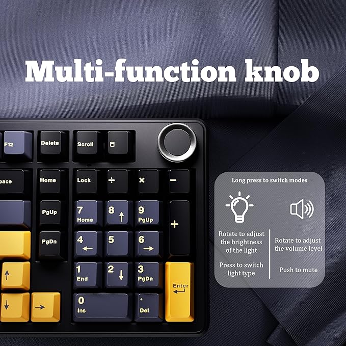 x Aula F99 Pro 99% Mechanical Gaming Keyboard – Wireless Bluetooth 2.4Ghz RF USB-C Wired Keyboard with RGB Backlit Hot-Swappable Pre-lubed Linear Switches PBT Keycaps Numpad Volume Knob