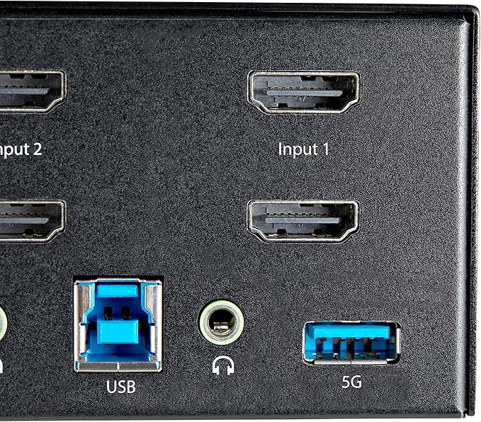 StarTech.com 2 Port Dual Monitor HDMI KVM Switch - 4K 60Hz Ultra HD HDR - Desktop 4K HDMI 2.0 KVM Switch with 2 Port USB 3.0 Hub (5Gbps) &amp 4X USB 2.0 HID Audio - Hotkey Switching - TAA