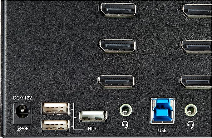 StarTech.com 2 Port Quad Monitor DisplayPort KVM Switch - 4K 60Hz UHD HDR - Desktop 4K DP 1.2 KVM with 2 Port USB 3.0 Hub (5Gbps) &amp 4X USB 2.0 HID Ports Audio - Hotkey Switching - TAA (SV231QDPU3