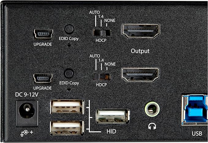 StarTech.com 2 Port Dual Monitor HDMI KVM Switch - 4K 60Hz Ultra HD HDR - Desktop 4K HDMI 2.0 KVM Switch with 2 Port USB 3.0 Hub (5Gbps) &amp 4X USB 2.0 HID Audio - Hotkey Switching - TAA
