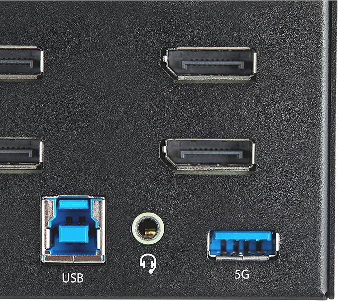 StarTech.com 2 Port Quad Monitor DisplayPort KVM Switch - 4K 60Hz UHD HDR - Desktop 4K DP 1.2 KVM with 2 Port USB 3.0 Hub (5Gbps) &amp 4X USB 2.0 HID Ports Audio - Hotkey Switching - TAA (SV231QDPU3