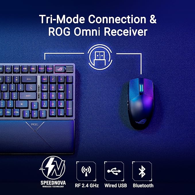 ASUS ROG Strix Scope II 96 RX Wireless Optical Gaming Keyboard – 96% Full-Size Tri-Mode Connectivity Pre-lubed ROG RX Red Linear Switches PBT Keycaps RGB PC/Mac Support - Black