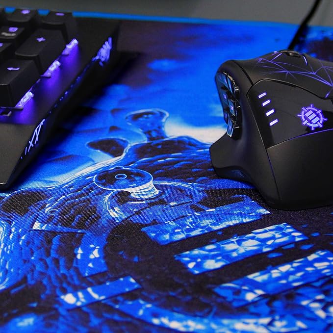 ENHANCE Pathogen Extra Large Gaming Mouse Pad (31.5 x 13.75 in) - Extended Mousepad with Anti-Fray Stitching Low Friction Smooth Surface Non-Slip Backing - Full Desk Mouse Mat (Blue)
