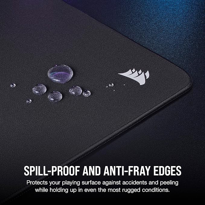 Corsair MM500 v2 Hybrid Cloth Gaming Large Mouse Pad – 45cm x 40cm – Spill-Proof Coating – Anti-Fray Stitched Edges – Non-Slip Rubber Base – Black