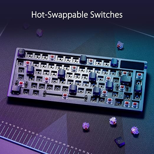 ASUS ROG Azoth Wireless Mechanical Gaming Keyboard – 75% TKL Tri-Mode Connectivity Hot Swappable Pre-lubed ROG NX Storm Clicky Switches PBT Keycaps RGB OLED Display PC/Mac Support - Black