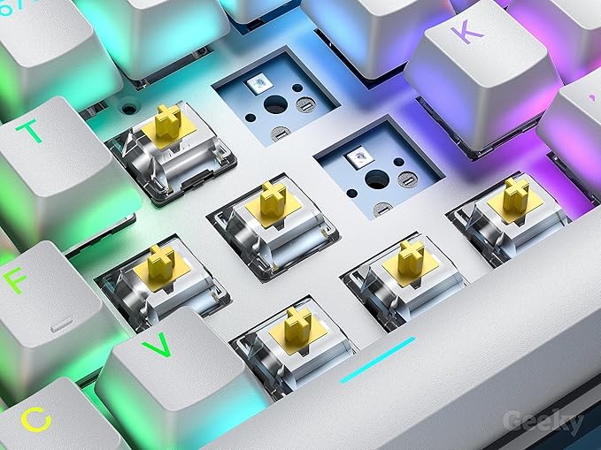 Geeky GK65 65% | Hot Swappable Mechanical Gaming Keyboard | 68 Keys Multi Color RGB LED Backlit for PC/Mac Gamer | ANSI US American Layout (Black Mechanical Speed Yellow)