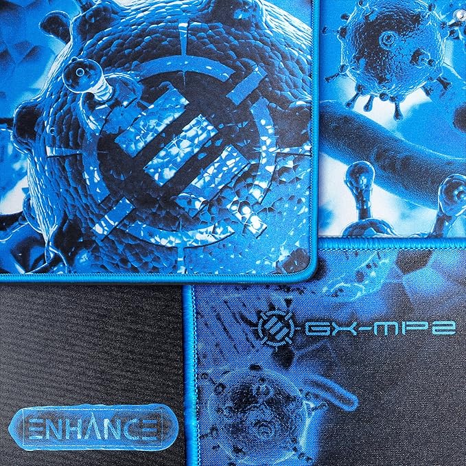 ENHANCE Pathogen Extra Large Gaming Mouse Pad (31.5 x 13.75 in) - Extended Mousepad with Anti-Fray Stitching Low Friction Smooth Surface Non-Slip Backing - Full Desk Mouse Mat (Blue)